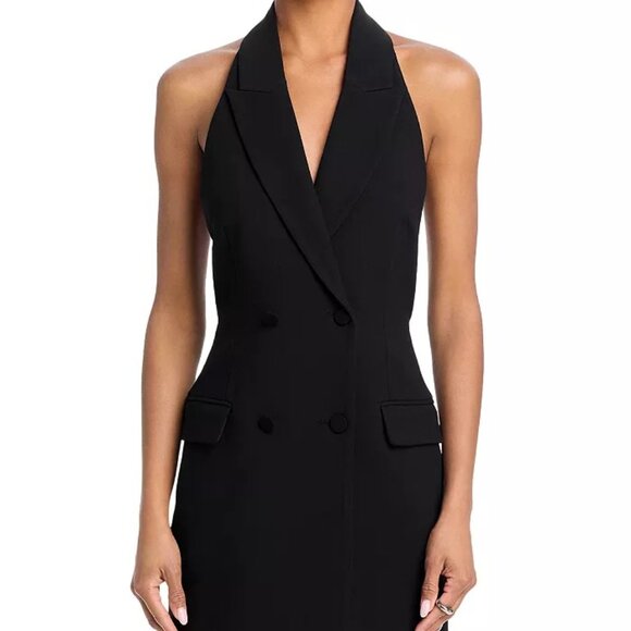 Bardot Freya Black Halter Vest Mini Dress Open Back Double Breasted NWT Sz 6 - Picture 7 of 8